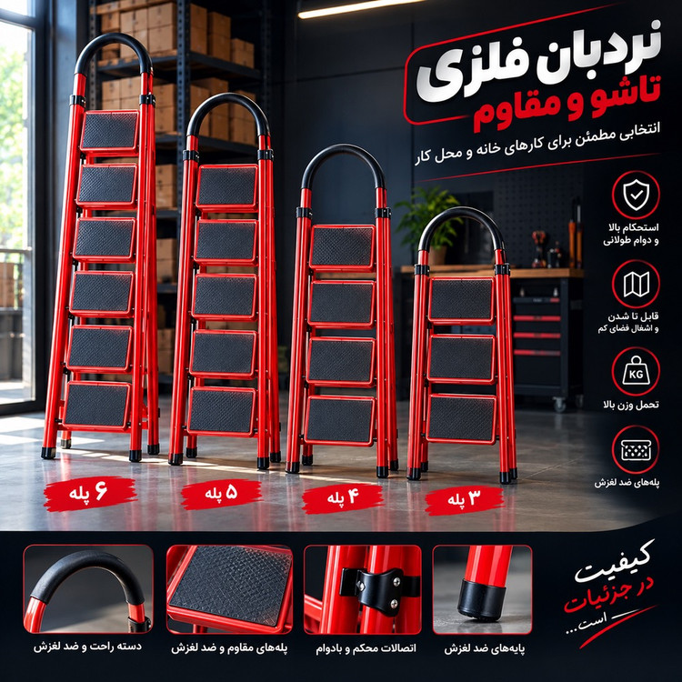 نردبان 6 پله تاشو مدل ۴۴پهن